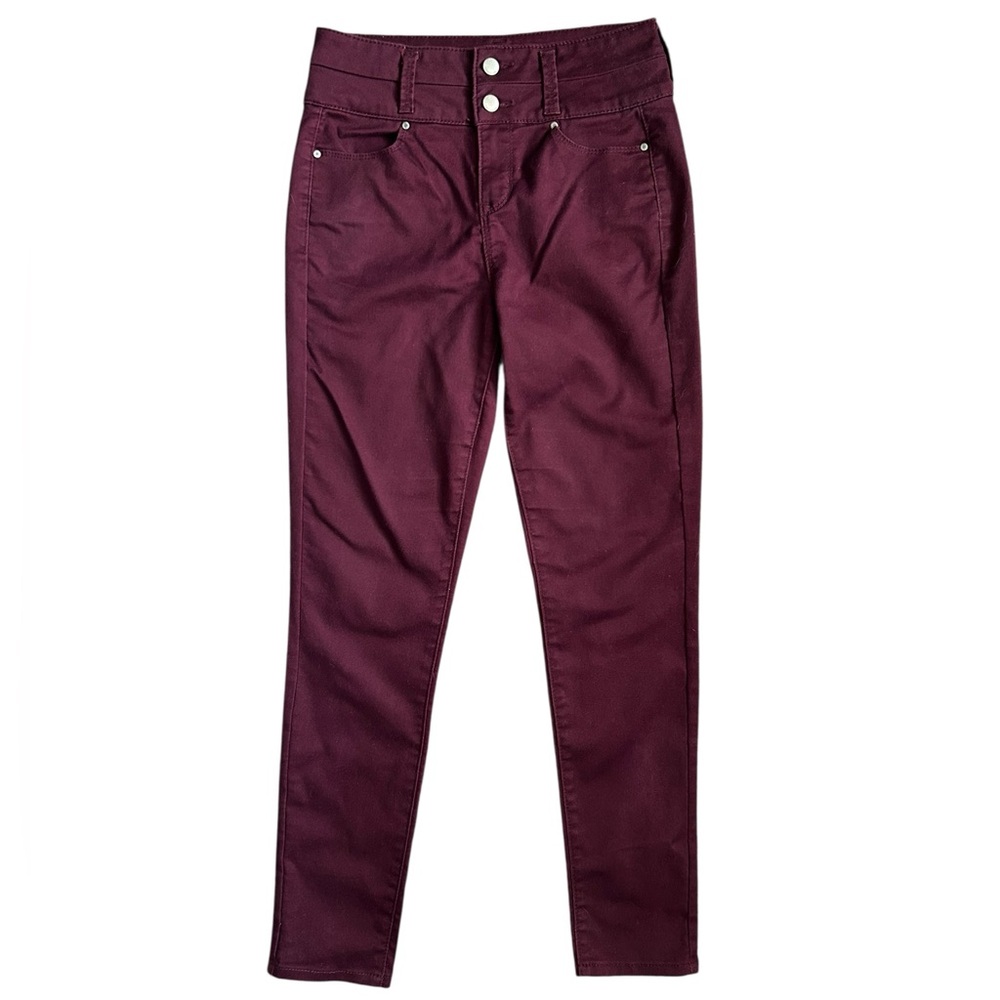 Tinseltown Denim Couture Juniors Maroon Stretch Skinny Jeans 5
